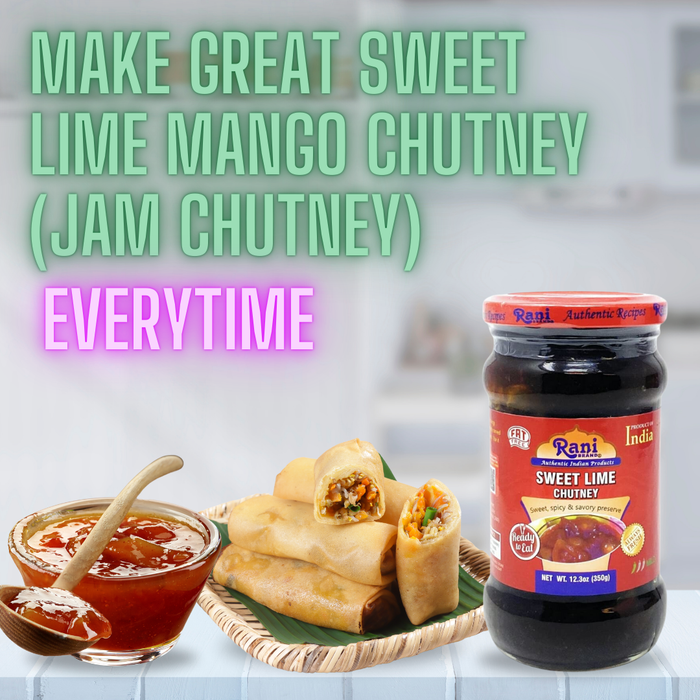 Rani Lime Sweet Mango Chutney (Indian Preserve) 12.5oz (350g) Glass Jar, Ready to eat, Vegan ~ Gluten Free, All Natural, NON-GMO