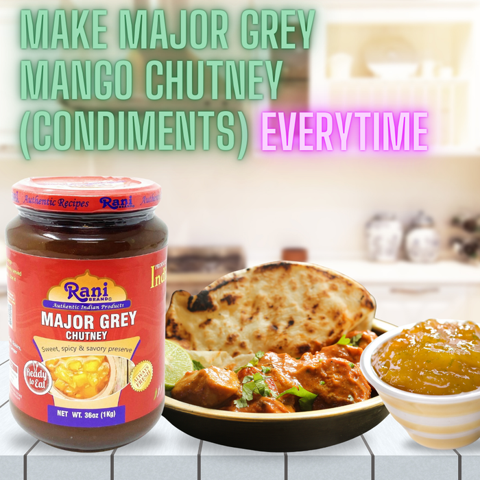 Rani Major Grey Mango Chutney (Indian Preserve) 36oz (2.2lbs) 1kg Value Pack, Glass Jar, Ready to eat, Vegan ~ Gluten Free, All Natural, NON-GMO