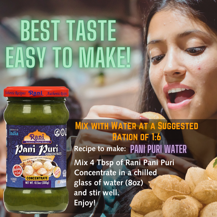 Rani Pani Puri Concentrate (Sweet & Spicy to Make Pani Water / Spicy Water) 10.5oz (300g) Glass Jar, Ready to Eat ~ Vegan | Gluten Free | NON-GMO | Kosher