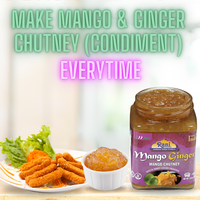 Rani Mango & Ginger Chutney (Indian Preserve) 10.5oz (300g) Glass Jar, Ready to eat, Vegan ~ Gluten Free Ingredients, All Natural, NON-GMO