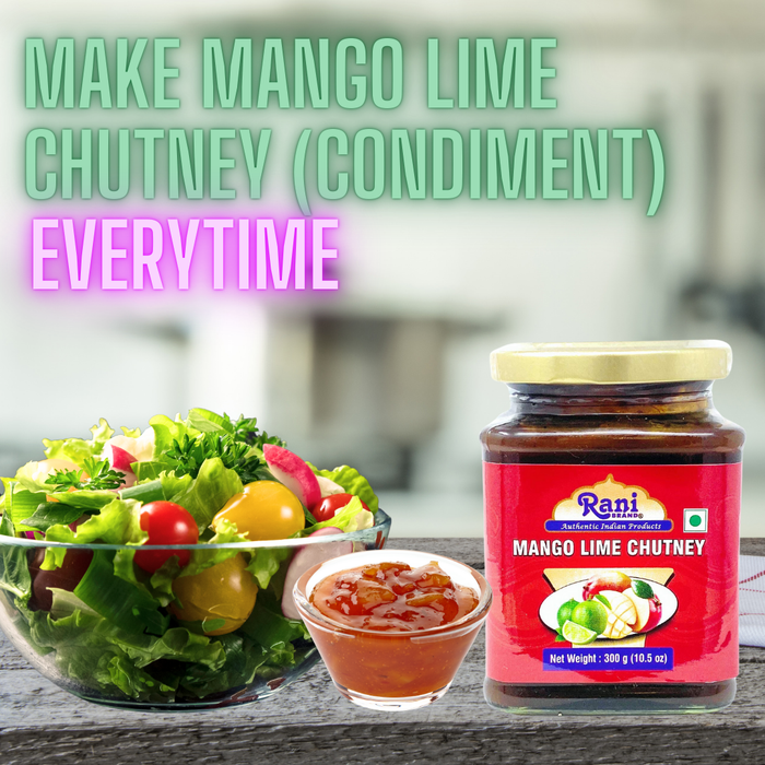 Rani Mango Lime Chutney (Indian Preserve) 10.5oz (300g) Glass Jar, Ready to eat, Vegan ~ Gluten Free, All Natural, NON-GMO