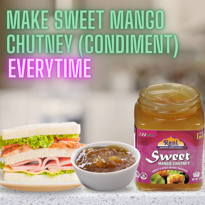 Rani Sweet Mango Chutney (Indian Preserve) 12.3oz (350g) Glass Jar, Ready to eat, Vegan, Pack of 5+1 ~ Gluten Free, All Natural, NON-GMO, Kosher