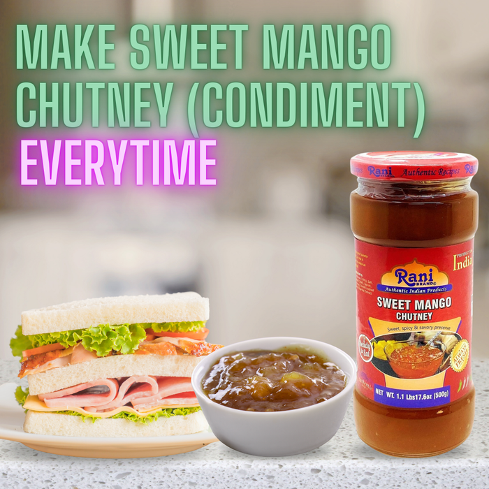 Rani Sweet Mango Chutney (Indian Preserve) 17.6oz (1.1lbs) 500g Glass Jar, Ready to eat, Vegan, Pack of 5+1 FREE ~ Gluten Free, All Natural, NON-GMO