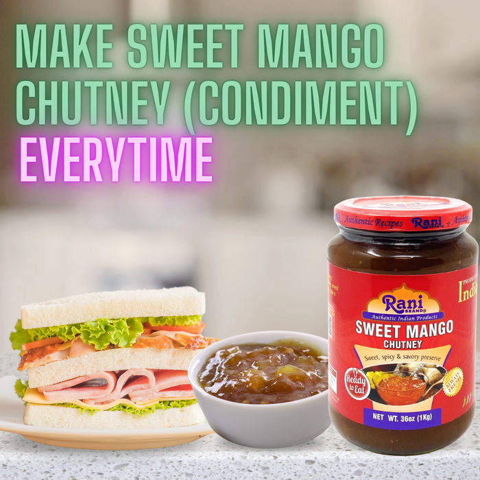 Rani Sweet Mango Chutney (Indian Preserve) 36oz (2.2lbs) 1kg Value Pack, Glass Jar, Ready to eat, Vegan, Pack of 5+1 ~ Gluten Free, All Natural, NON-GMO