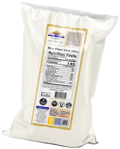 Rani Rice (White) Flour 64oz (4lbs) 1.81kg ~ All Natural | Gluten Friendly | Vegan | NON-GMO | Kosher | Indian Origin