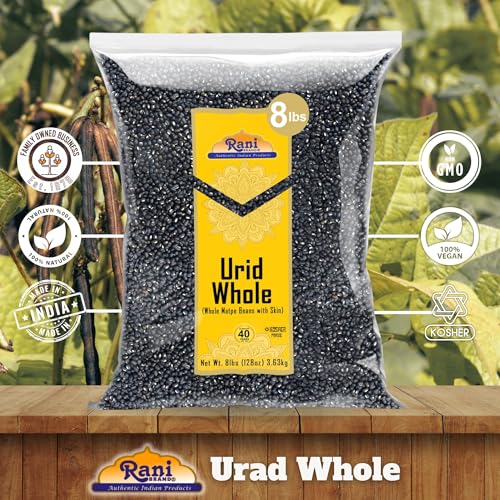 Rani Urid / Urad Whole Black (Matpe Beans) Lentils, 128oz (8lbs) 3.6kg Bulk ~ All Natural | Gluten Friendly | NON-GMO | Kosher | Vegan | Indian Origin