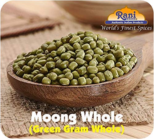 Rani Moong Whole (Ideal for cooking & sprouting, Whole Mung Beans with skin) Lentils Indian 32oz (2lbs) 908g ~ All Natural | Gluten Friendly | Non-GMO | Kosher | Vegan | Indian Origin
