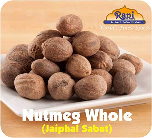 Rani Nutmeg (Jaiphul) Whole Spice, 17-19 Pieces, 3oz (85g) PET Jar ~ All Natural | Vegan | Gluten Friendly | NON-GMO | Kosher | Indian Origin