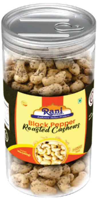 Rani Black Pepper Roasted Cashews 14oz (400g) PET Jar, Non-Fried, Oil Free ~ All Natural | Vegan | Gluten Friendly | NON-GMO | Kosher | Air Roasted, Crunchy & Flavorful