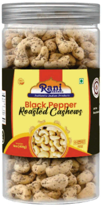 Rani Black Pepper Roasted Cashews 14oz (400g) PET Jar, Non-Fried, Oil Free ~ All Natural | Vegan | Gluten Friendly | NON-GMO | Kosher | Air Roasted, Crunchy & Flavorful