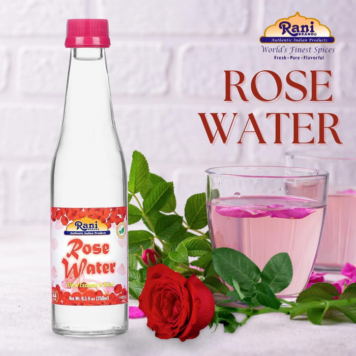 Rani Red Rose Water (Floral Essence of Rose) 8.5 fl oz (250ml) Glass Jar ~ All Natural | Vegan | Gluten Free | NON-GMO | Kosher | Indian Origin