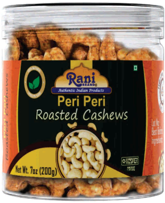 Rani Peri Peri Roasted Cashews 7oz (200g) PET Jar, Non-Fried, Oil Free ~ All Natural | Vegan | Gluten Friendly | NON-GMO | Kosher | Air Roasted, Crunchy & Flavorful