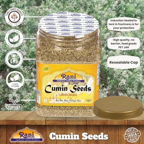 Rani Cumin Seeds Whole (Jeera) Spice 16oz (454g) 1lb PET Jar ~ All Natural | Gluten Friendly | NON-GMO | Vegan | Kosher | Indian Origin