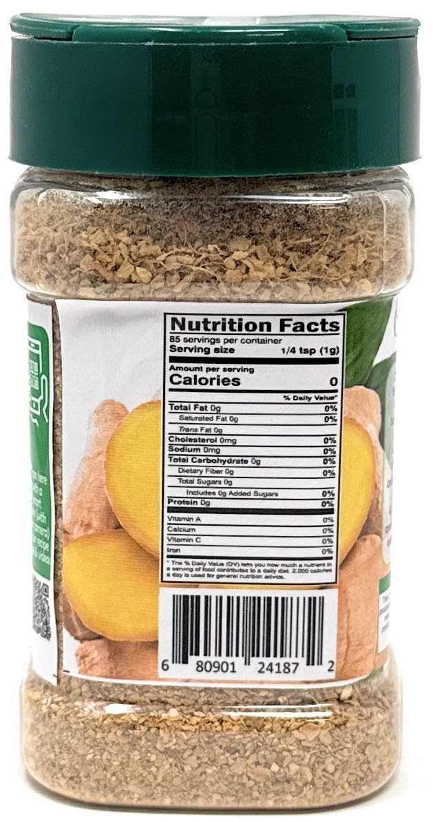 Rani Organic Granulated Ginger (Adarak Granules) 3oz (85g) PET Jar ~ All Natural | Gluten Friendly | Vegan | NON-GMO | Kosher | No Salt or fillers | Indian Origin | USDA Certified Organic
