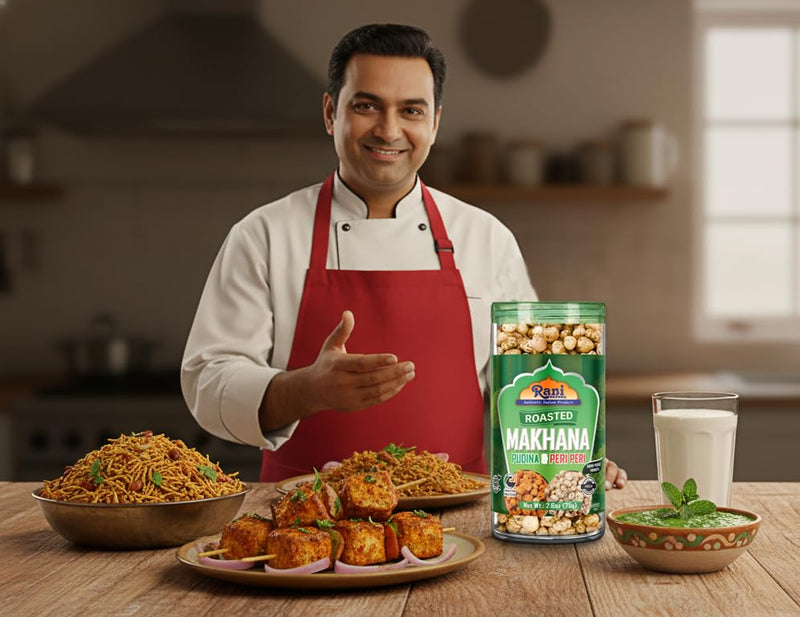 Rani Roasted Makhana (Fox Nut/Popped Lotus Seed) 2in1 Pudina & Peri Peri 2.6oz (75g) Ready to eat, Hand Picked Foxnuts ~ High in Protein | Vegan | Gluten Friendly | NON-GMO | Kosher | Indian Origin