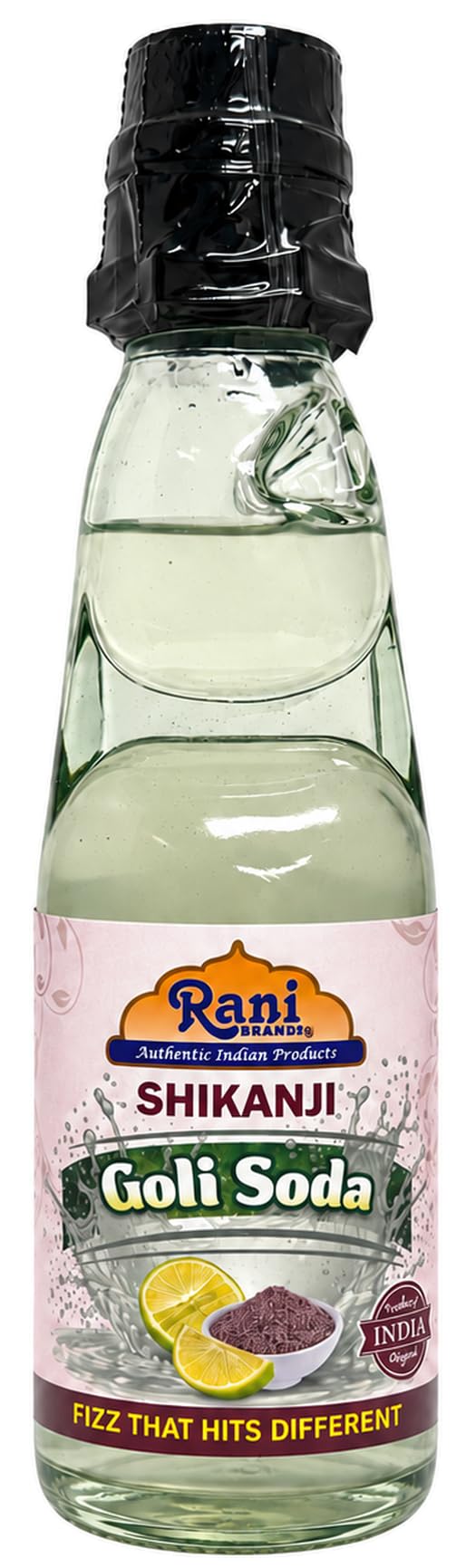 Rani Shikanji Goli Soda 6.7 fl oz (200 ml) Glass Bottle with Marble Seal, Pack of 2 ~ Vegan | Gluten Free | Non-GMO | Indian Origin