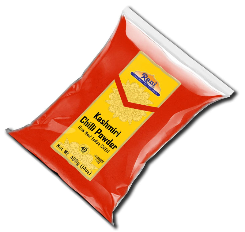 Rani Kashmiri Chilli Powder (Deggi Mirch, Low Heat) Ground Indian Spice 14oz (400g) ~ All Natural, Salt-Free | Vegan | Gluten Friendly | NON-GMO | Kosher | Perfect for Deviled Eggs & Other Low Heat Dishes