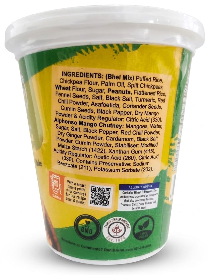 Alphonso Mango Bhel Puri Cup - 3.5oz (100g), Pack of 2 - Rani Brand Authentic Indian Products