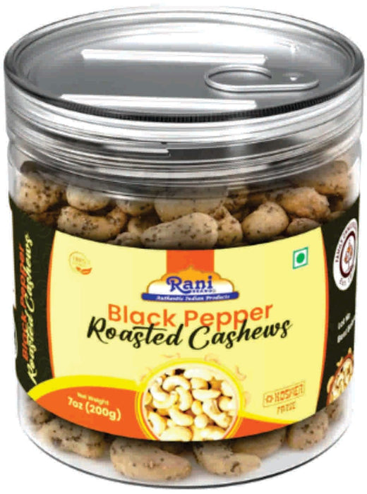 Rani Black Pepper Roasted Cashews 7oz (200g) PET Jar, Non-Fried, Oil Free ~ All Natural | Vegan | Gluten Friendly | NON-GMO | Kosher | Air Roasted, Crunchy & Flavorful