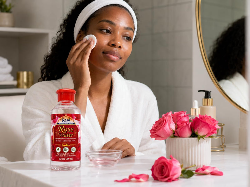 Rani Red Rose Water (Floral Essence of Rose) 6.7 fl oz (200ml) Glass Jar ~ All Natural | Vegan | Gluten Free | NON-GMO | Indian Origin