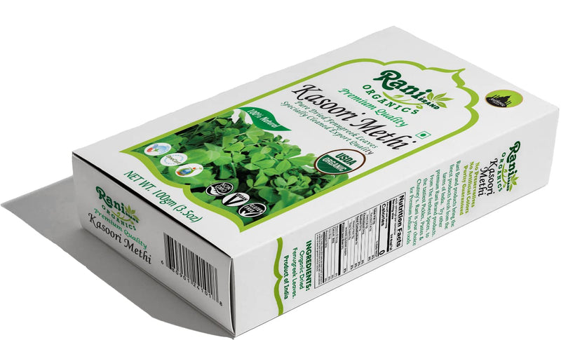 Rani Organic Fenugreek Leaves Dried (Kasoori Methi) 3.5oz (100g) ~ All Natural | Vegan | Gluten Friendly | NON-GMO | Indian Origin | USDA Certified Organic