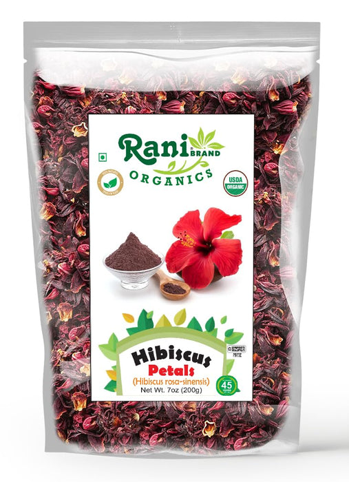 Rani Organic Hibiscus Powder (Hibiscus Rosa-sinensis) 7oz (200g) ~ All Natural | No Color | Gluten Friendly | Vegan | Non-GMO | Kosher | No Salt or fillers | Indian Origin | USDA Organic Certified