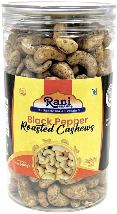 Rani Roasted Cashews Variety Pack (Salted, Black Pepper, Peri Peri) 14oz (400g) Pack of 3, PET Jar, Non-Fried, Oil Free ~ All Natural | Vegan | Gluten Friendly | NON-GMO | Kosher | Air Roasted