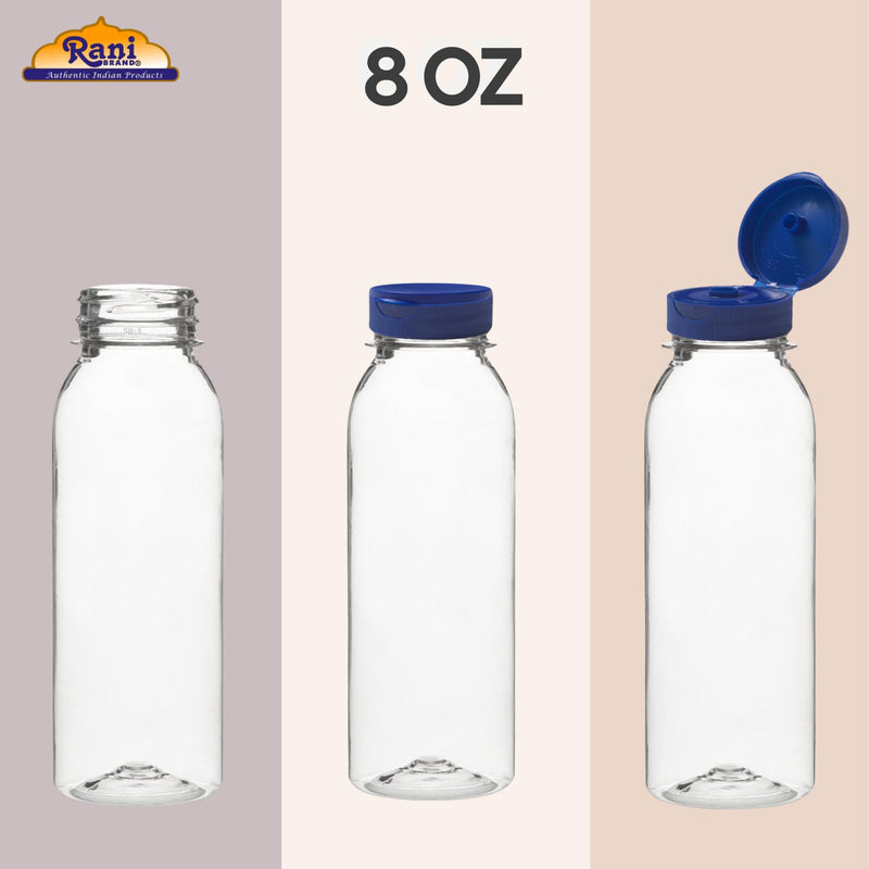 Rani Clear Plastic Bottles | 8oz PET Bottle with Flip-top Caps | BPA - FREE | Home & Commercial Use, Containers for Sauces, Condiments, Shampoo, Lotion, Sanitizer| Made in USA - Pack of 100