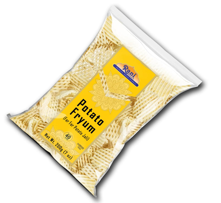 Rani Far Far / Fryums (Wheat & Tapioca Pellet) Potato Jhali 7oz (200g) ~ Vegan, Kosher, Uncooked, Used to Make Papad, Bhungra / Chip Snack