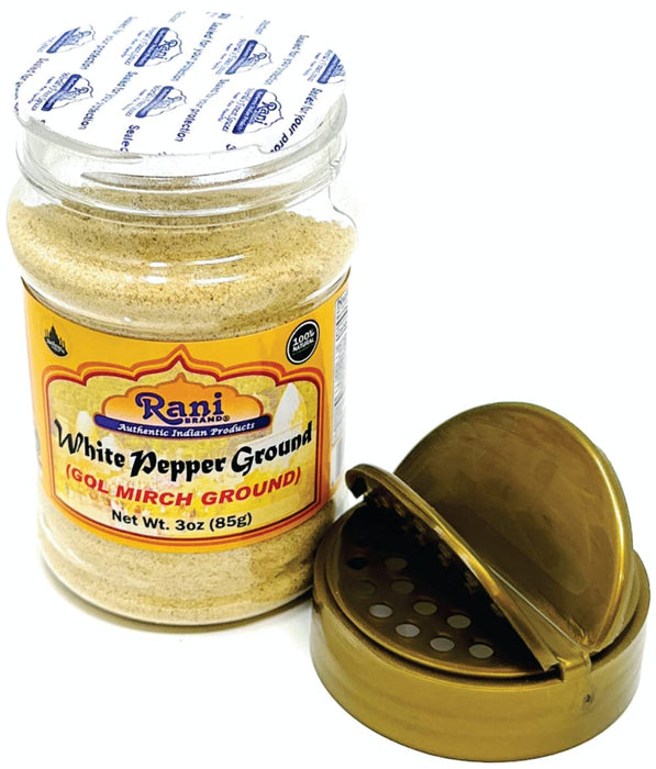 Rani White Pepper (Peppercorns) Ground, Spice 3oz (85g) ~ All Natural | Vegan | Gluten Friendly | NON-GMO | Kosher | Indian Origin