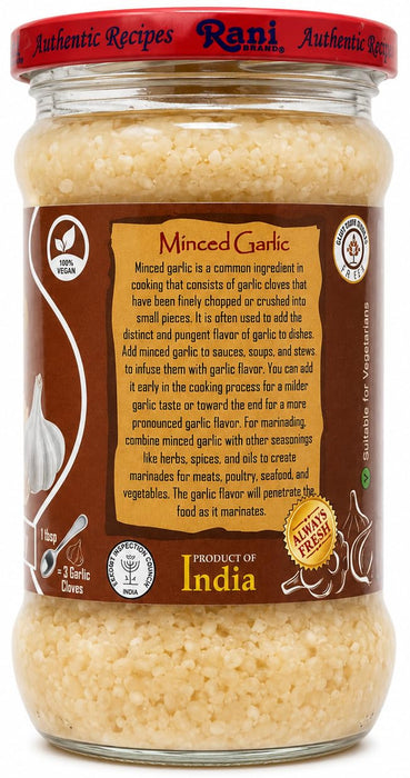 Rani Minced Garlic Cooking Paste 10.5oz (300g) Glass Jar ~ Vegan | Gluten Free | NON-GMO | Kosher | No Colors | Indian Origin