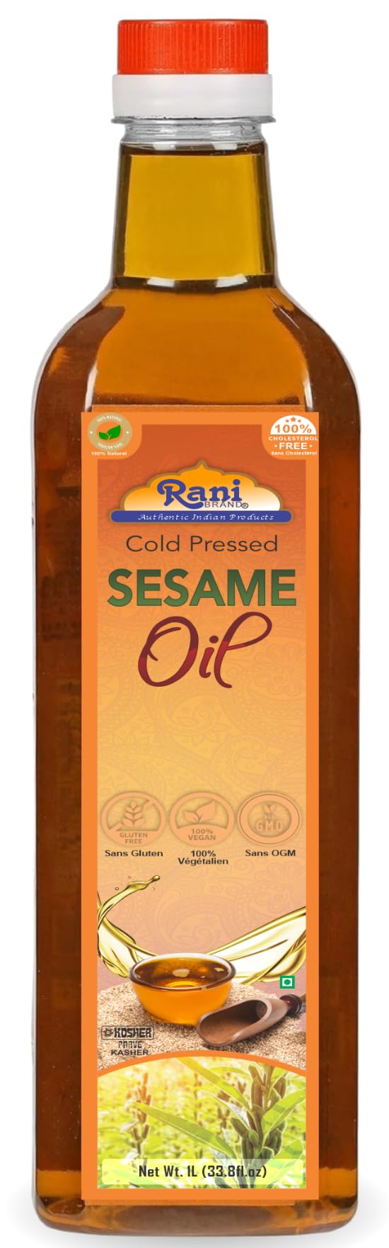 Rani Sesame Oil 33.8 Ounce (1 Liter) Cold Pressed | 100% Natural | NON-GMO | Kosher | Vegan | Gluten Free