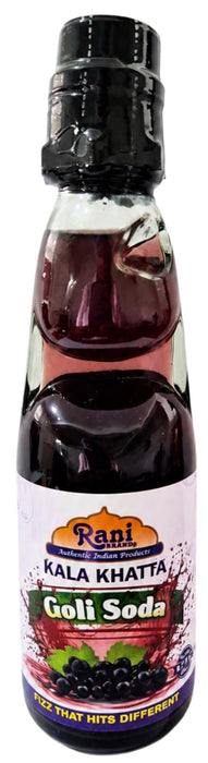Rani Kala Khatta (Black Grapes) Goli Soda 6.7 fl oz (200 ml) Glass Bottle with Marble Seal, Pack of 2 ~ Vegan | Gluten Free | Non-GMO | Indian Origin