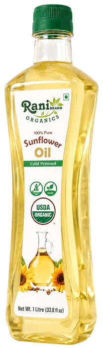 Rani Organic Sunflower Oil 33.8 Ounce (1 Liter) Cold Pressed ~ 100% Natural | NON-GMO | Kosher | Vegan | Gluten Free | Indian Origin | USDA Certified Organic