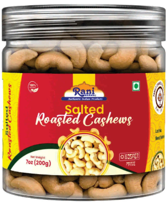 Rani Salted Roasted Cashews 7oz (200g) PET Jar, Non-Fried, Oil Free ~ All Natural | Vegan | Gluten Friendly | NON-GMO | Kosher | Air Roasted, Crunchy & Flavorful