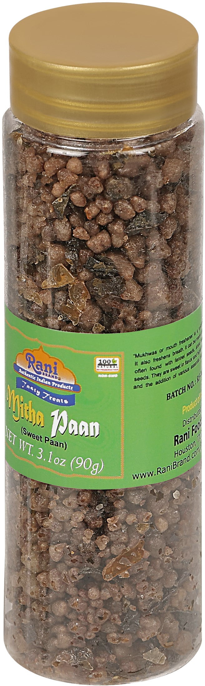 Rani Mitha Paan (Sweet Paan) 3.1oz (90g) PET Jar ~ Indian After Meal Digestive Treat | Vegan | Gluten Friendly | NON-GMO | Indian Origin
