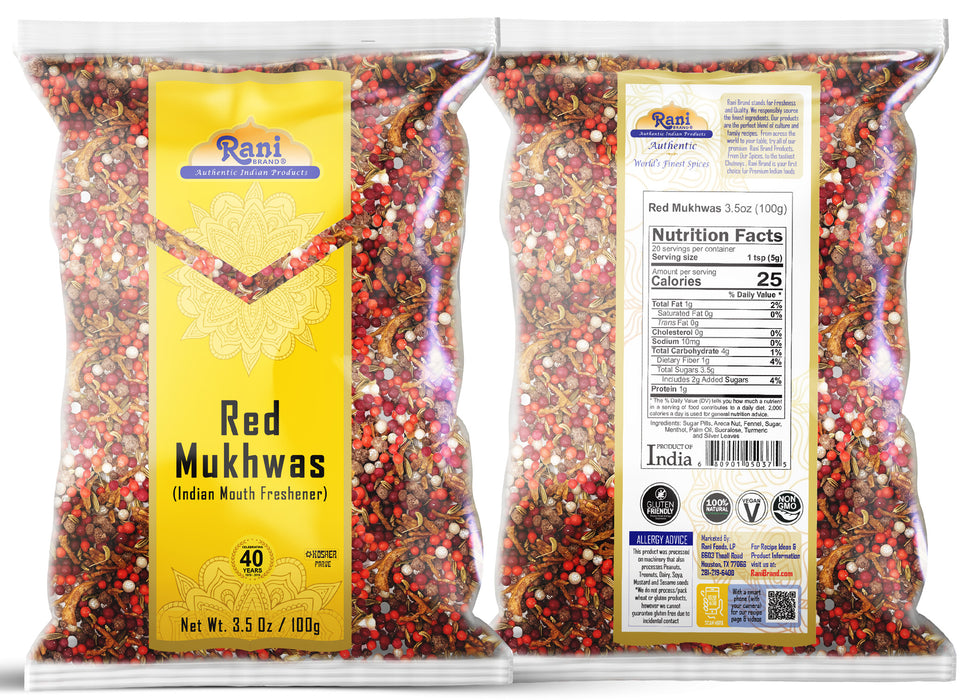 Rani Red Mukhwas (Special Digestive Treat) 3.5oz (100g) ~ Vegan | Kosher | Indian Candy Mouth Freshener