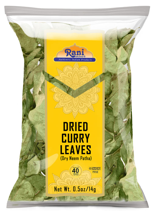 Rani Dried Curry Whole Leaves (Kari Neem Patha) 0.5oz (14g) All Natural | Vegan | Gluten Friendly | NON-GMO | Kosher | Product of USA