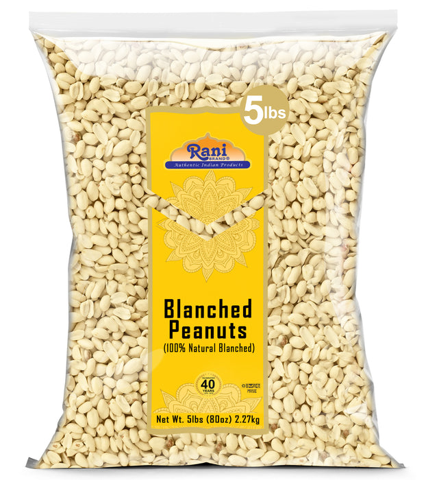 Rani Peanuts Skinless (Blanched, Uncooked) 80oz (5lbs) 2.27kg Bulk ~ All Natural | Vegan | Gluten Friendly | Kosher | Fresh Product of USA ~ Spanish Grade Groundnuts