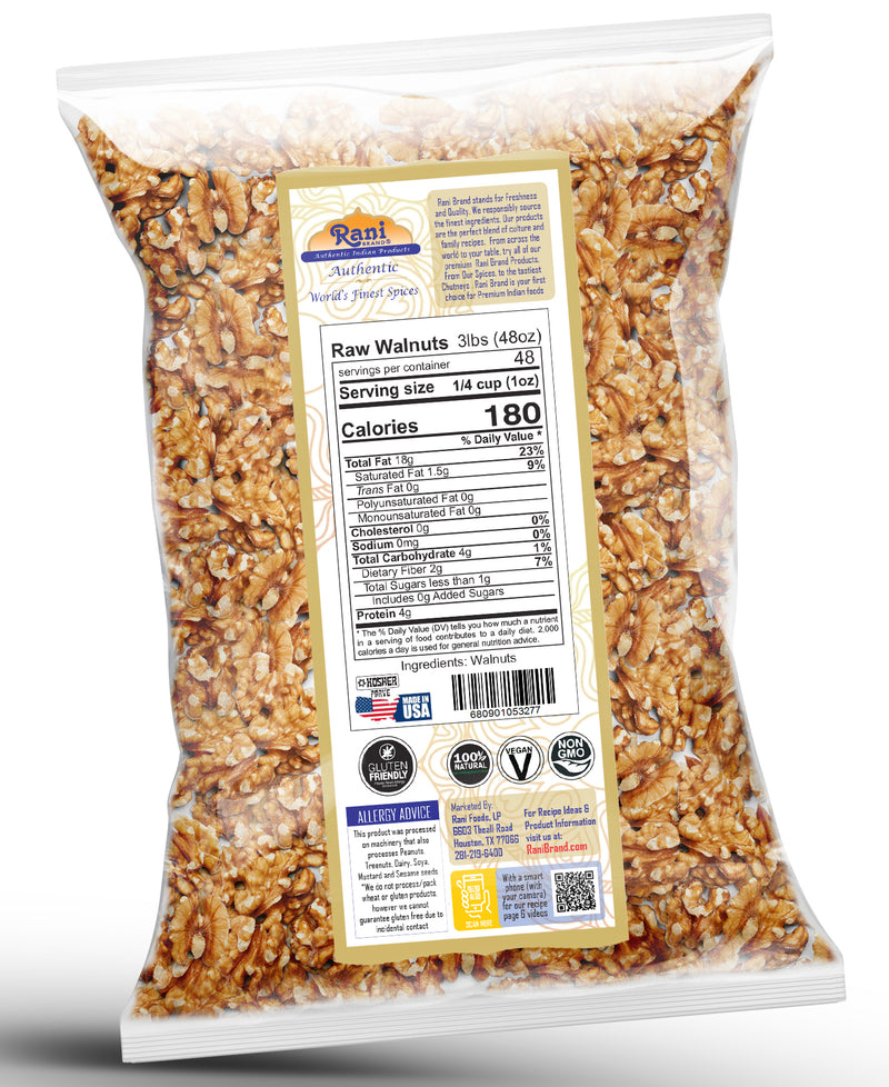Rani Raw Walnuts, Halves and Pieces 48oz (3lbs) 1.36kg ~ All Natural | Vegan | Kosher | Gluten Friendly | Fresh Product of USA