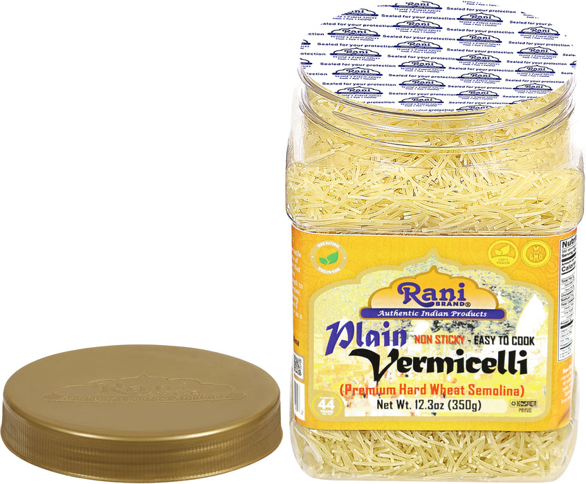 Rani Plain Vermicelli (Wheat Noodles) 12.25oz (350g) PET Jar ~ All Natural | Vegan | NON-GMO | Indian Origin