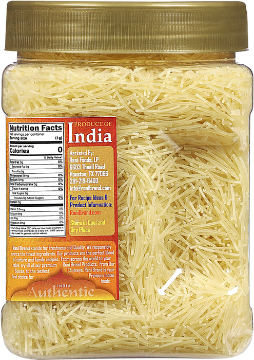 Rani Plain Vermicelli (Wheat Noodles) 12.25oz (350g) PET Jar ~ All Natural | Vegan | NON-GMO | Indian Origin