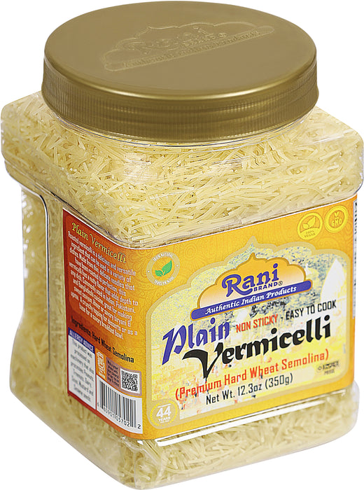 Rani Plain Vermicelli (Wheat Noodles) 12.25oz (350g) PET Jar ~ All Natural | Vegan | NON-GMO | Indian Origin