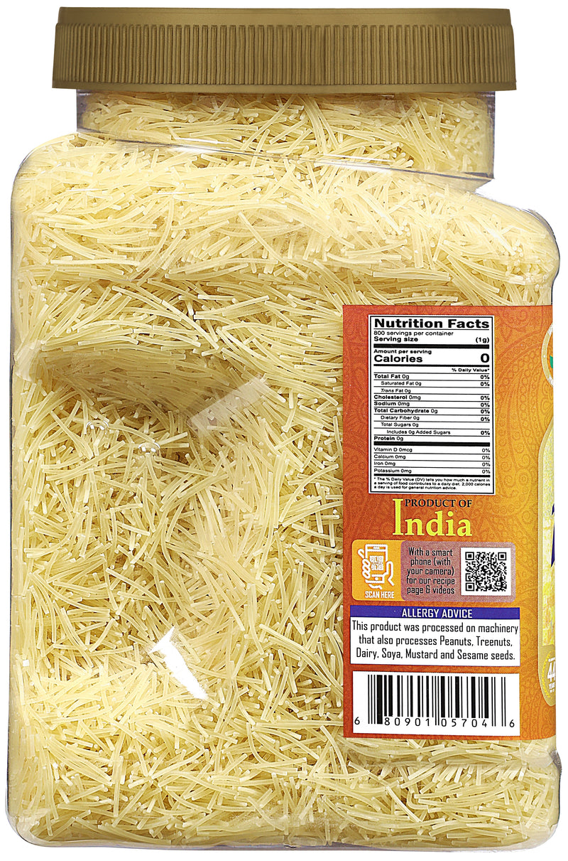 Rani Plain Vermicelli (Wheat Noodles) 28oz (1.75lbs) 800g PET Jar ~ All Natural | Vegan | NON-GMO | Indian Origin