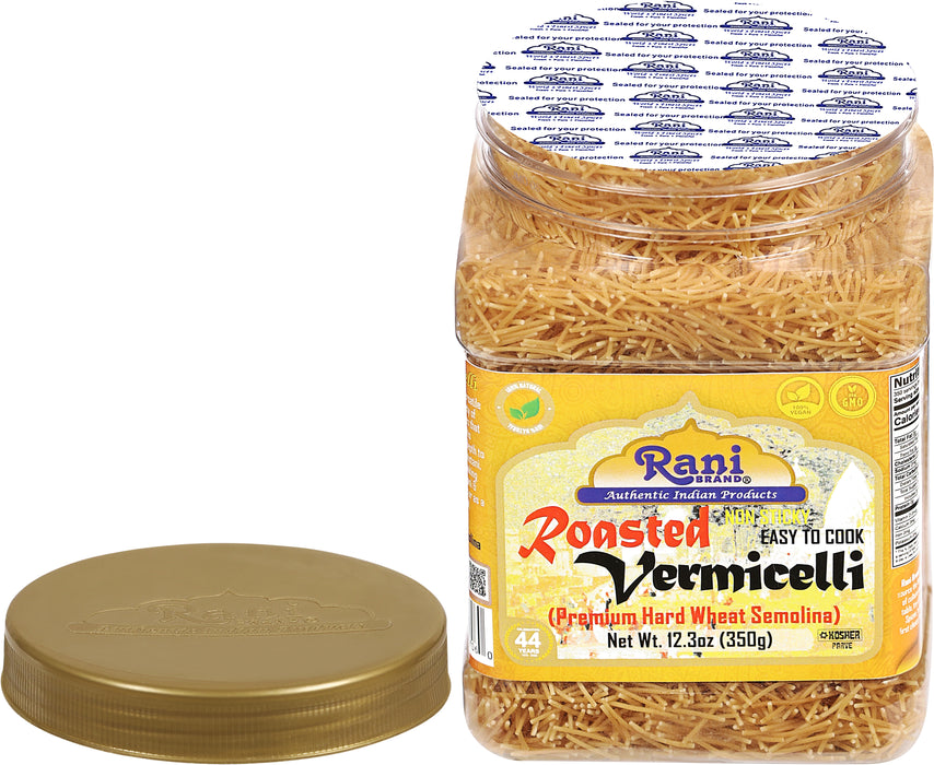 Rani Roasted Vermicelli (Roasted Wheat Noodles) 12.25oz (350g) PET Jar ~ All Natural | Vegan | NON-GMO | Indian Origin