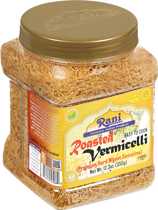 Rani Roasted Vermicelli (Roasted Wheat Noodles) 12.25oz (350g) PET Jar ~ All Natural | Vegan | NON-GMO | Indian Origin