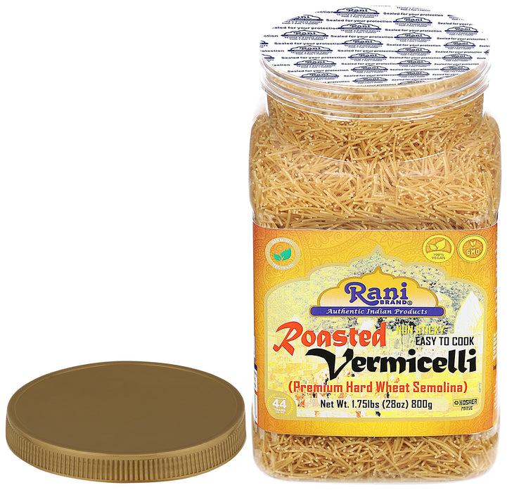 Rani Roasted Vermicelli (Roasted Wheat Noodles) 28oz (1.75lbs) 800g PET Jar ~ All Natural | Vegan | NON-GMO | Indian Origin