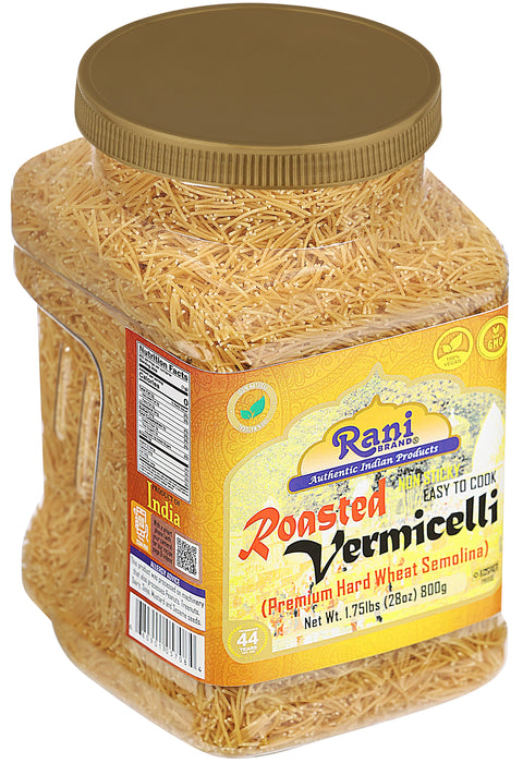 Rani Roasted Vermicelli (Roasted Wheat Noodles) 28oz (1.75lbs) 800g PET Jar ~ All Natural | Vegan | NON-GMO | Kosher | Indian Origin