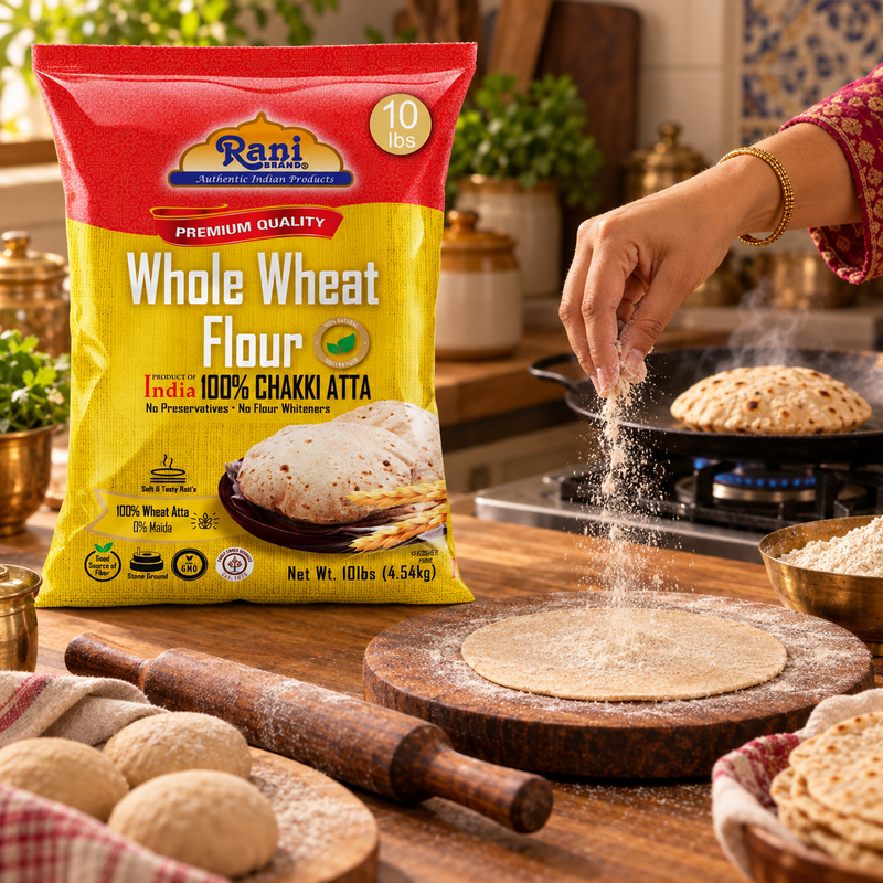 Rani Chapati Flour (100% Pure Whole Wheat Chakki Atta), For Making Roti & Indian Breads 160oz (10lbs) 4.54kg Bulk ~ Stone Ground, All Natural | Vegan | No Salt or Colors | NON-GMO | Indian Origin