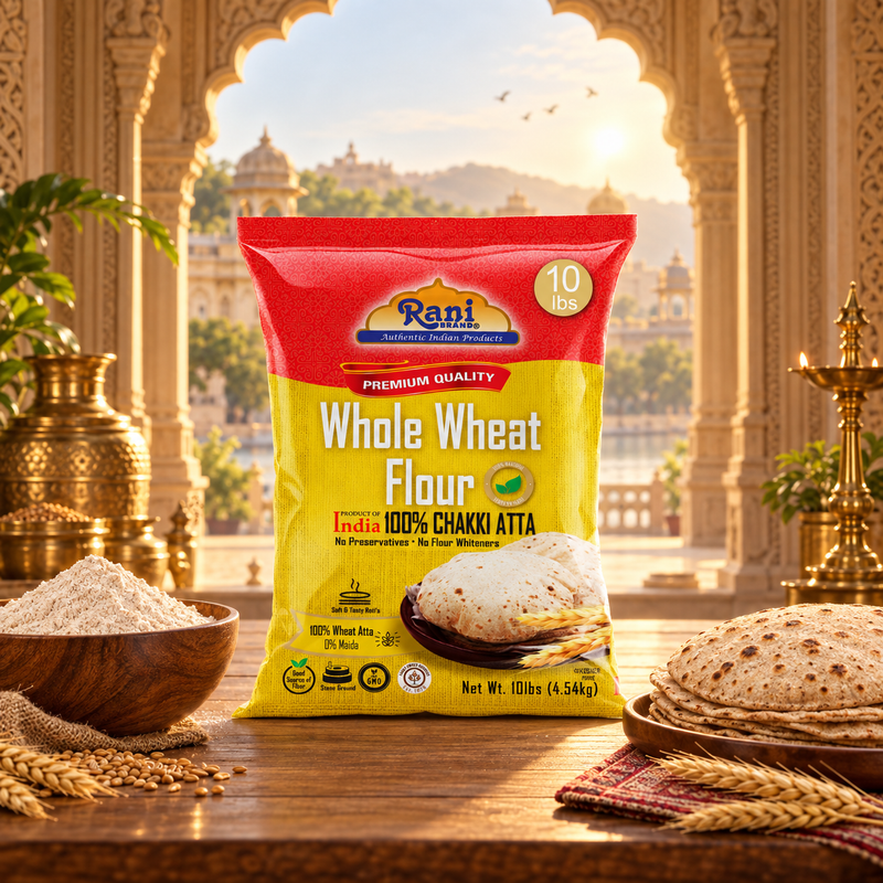 Rani Chapati Flour (100% Pure Whole Wheat Chakki Atta), For Making Roti & Indian Breads 160oz (10lbs) 4.54kg Bulk ~ Stone Ground, All Natural | Vegan | No Salt or Colors | NON-GMO | Indian Origin